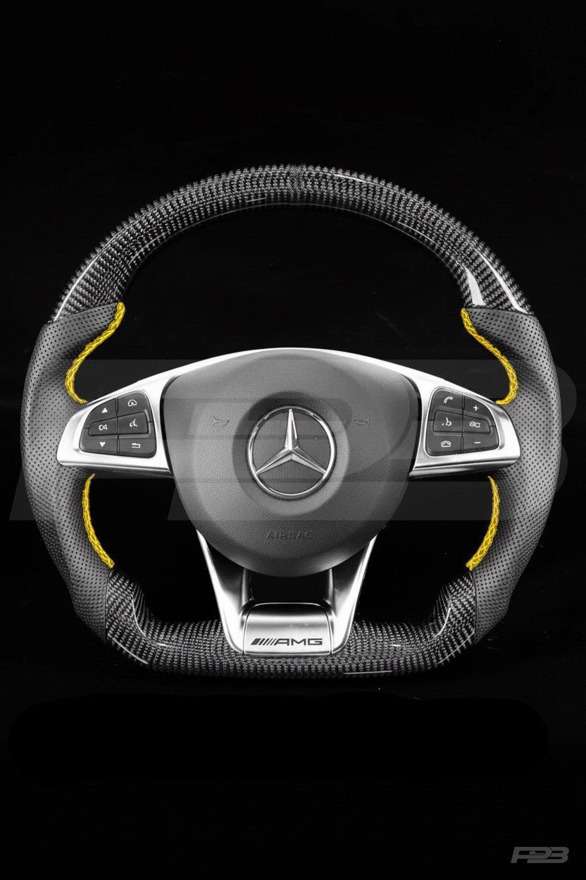Mercedes C63 W205 Pre-Facelift Carbon Perf — complete view, Yellow stitching