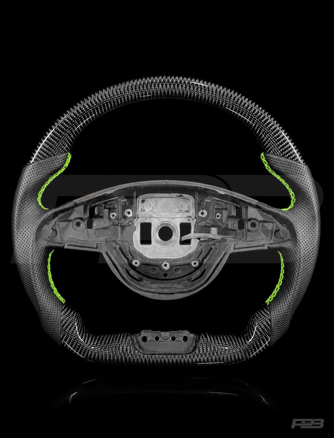 Mercedes C63 W205 Pre-Facelift Carbon Perf — exposed view, Lime stitching