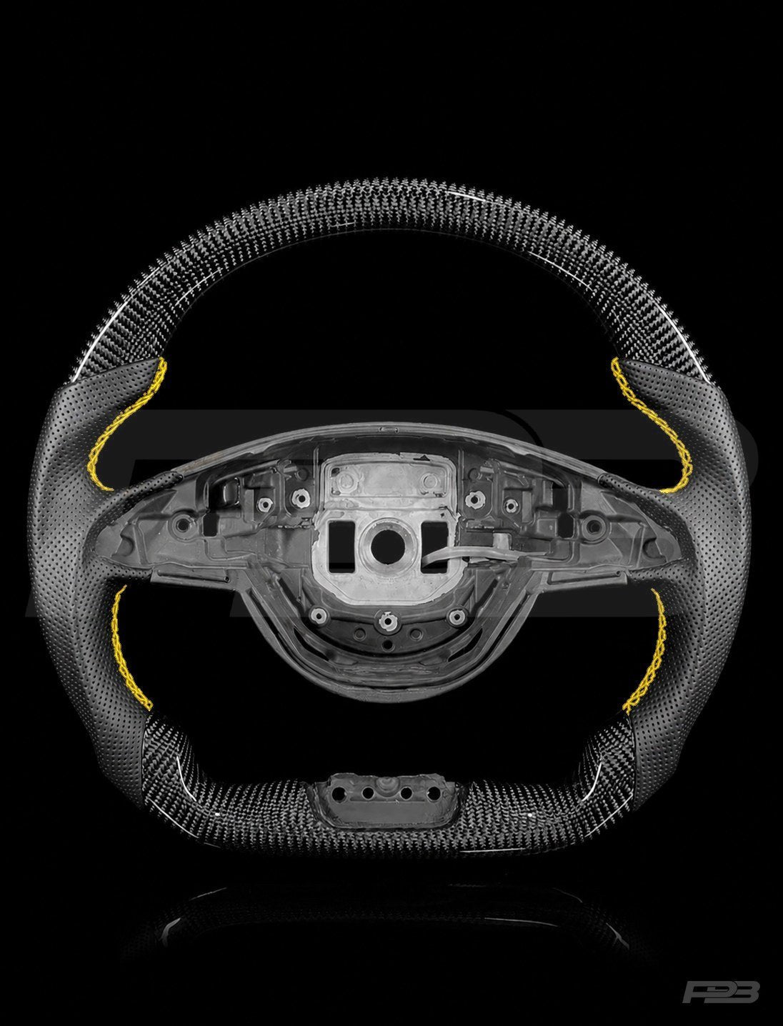 Mercedes C63 W205 Pre-Facelift Carbon Perf — exposed view, Yellow stitching