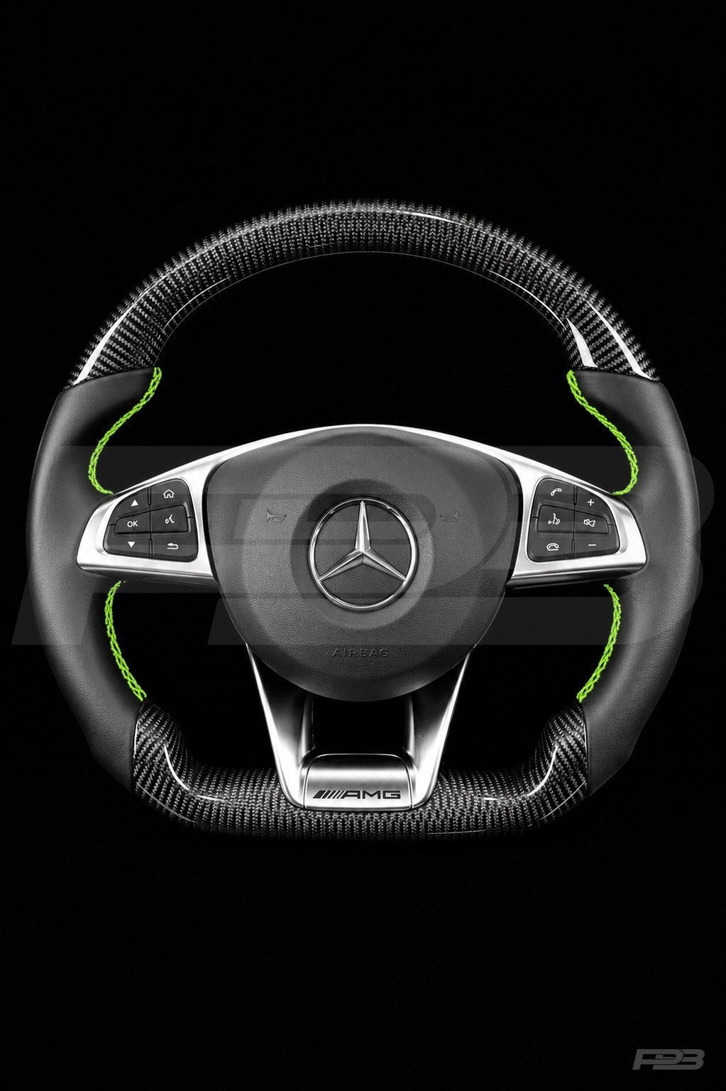 Mercedes C63 W205 Pre-Facelift Carbon Sport — complete view, Lime stitching