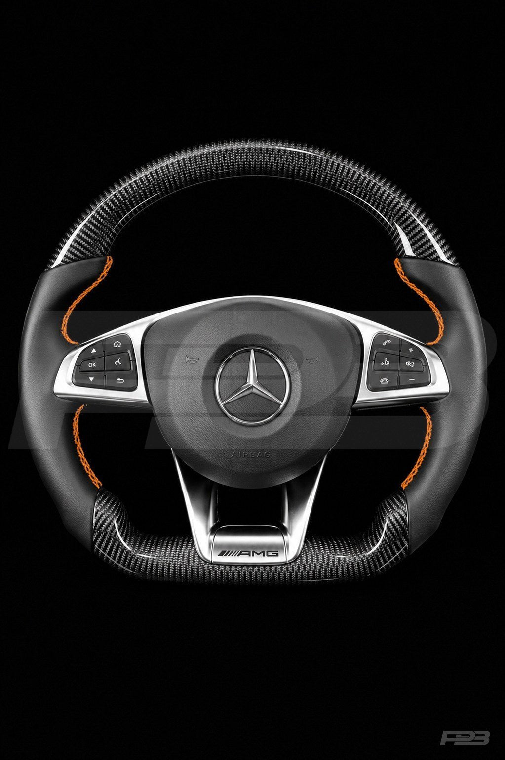 Mercedes C63 W205 Pre-Facelift Carbon Sport — complete view, Orange stitching