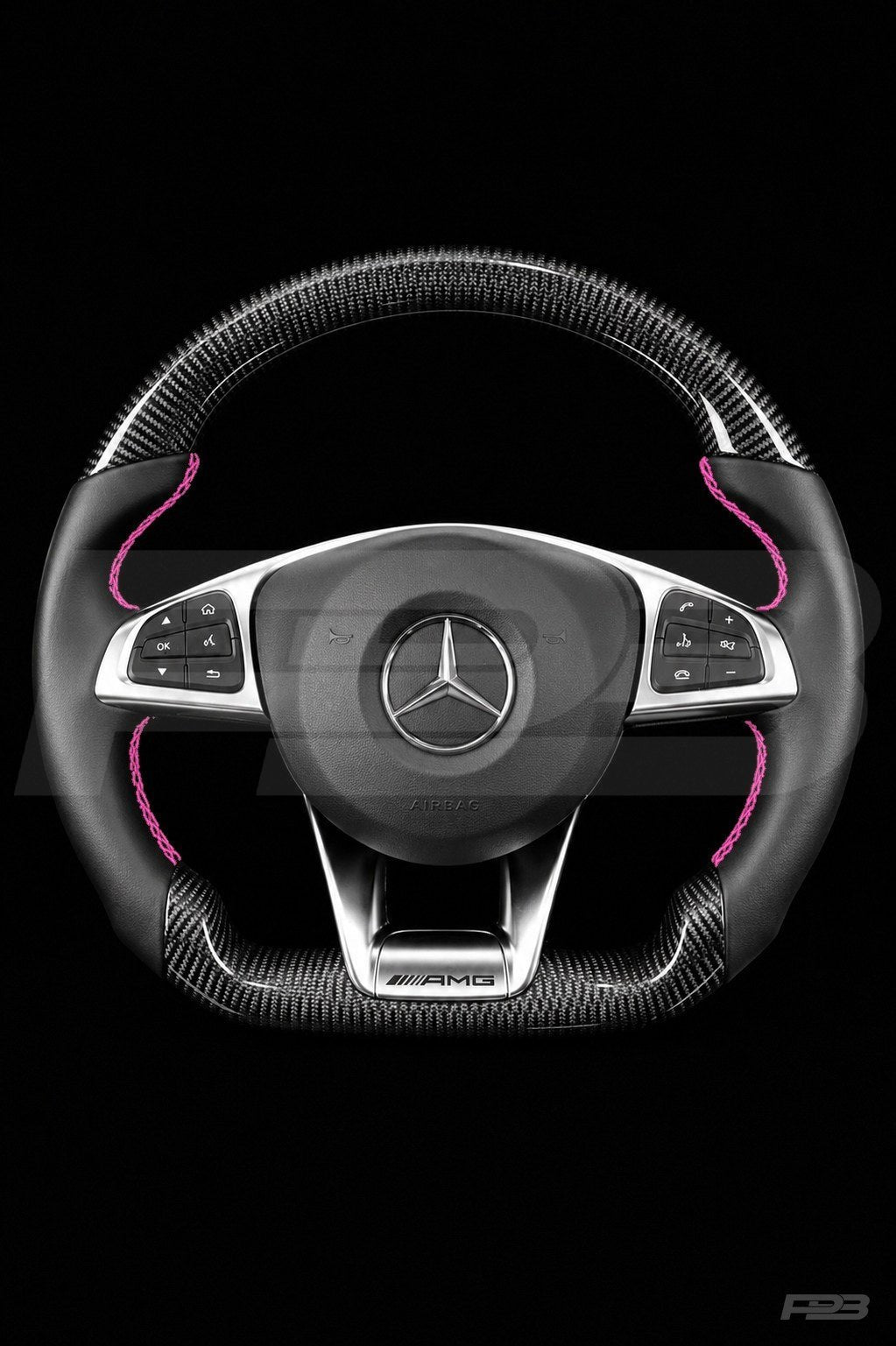 Mercedes C63 W205 Pre-Facelift Carbon Sport — complete view, Pink stitching