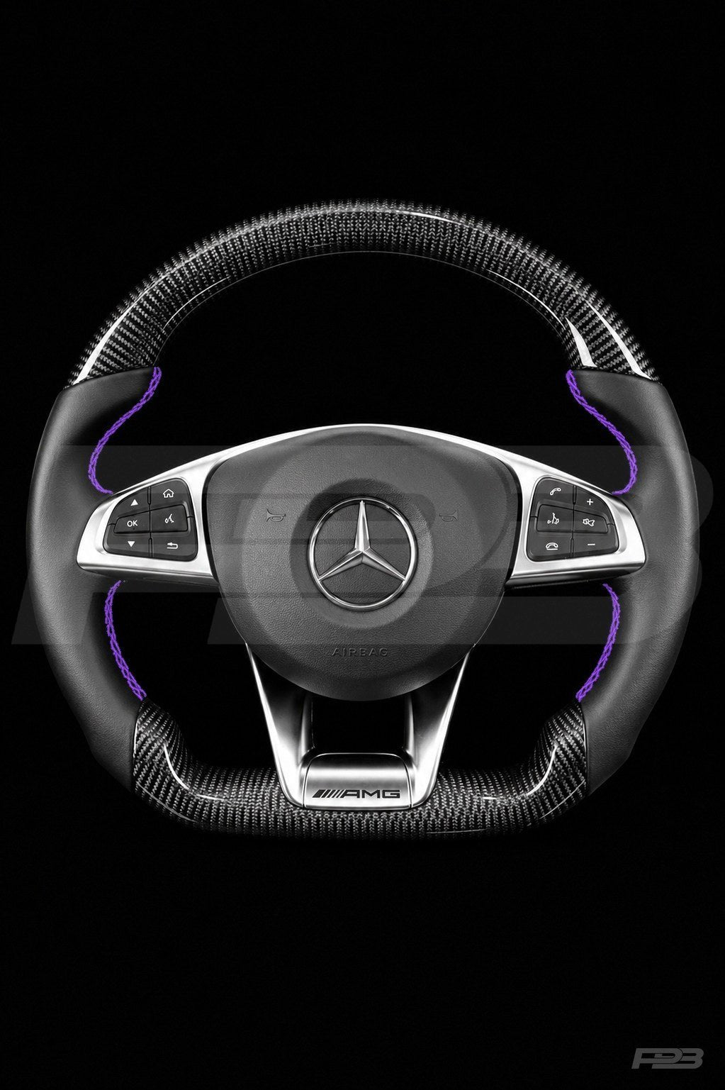 Mercedes C63 W205 Pre-Facelift Carbon Sport — complete view, Purple stitching