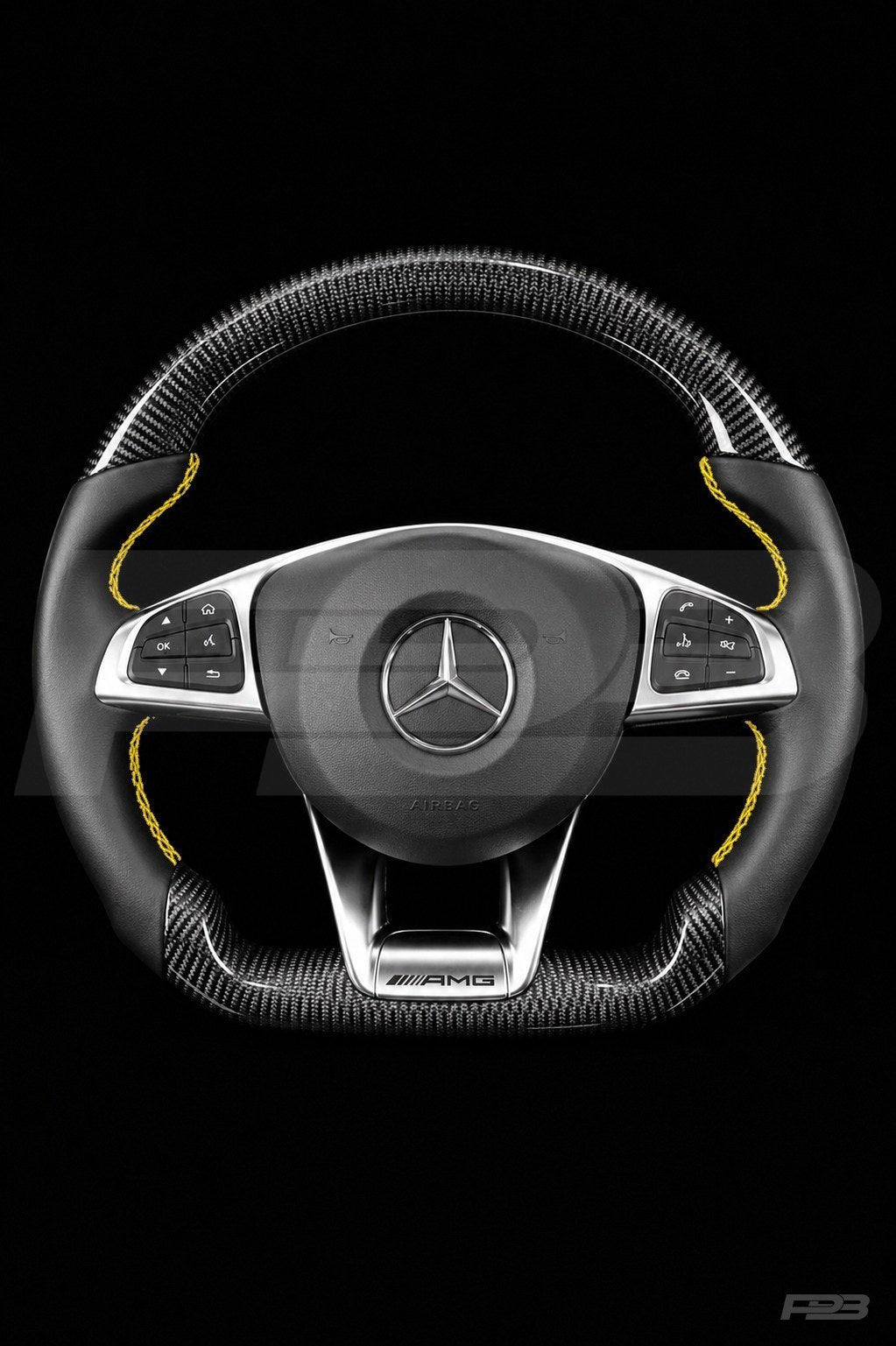 Mercedes C63 W205 Pre-Facelift Carbon Sport — complete view, Yellow stitching