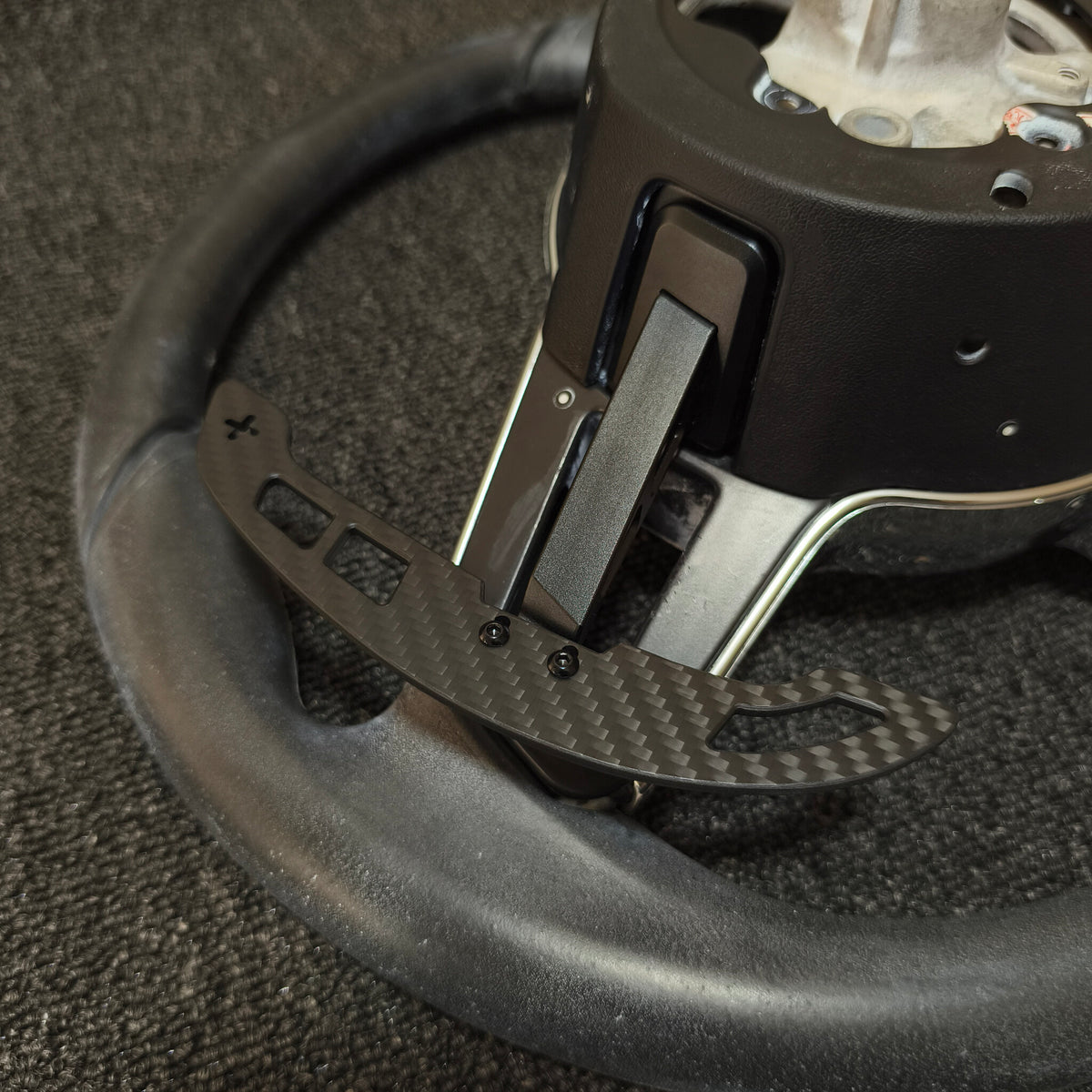 Porsche 991 magnetic paddle shifters fitted to the steering wheel | Premium Bespoke AutoWorks