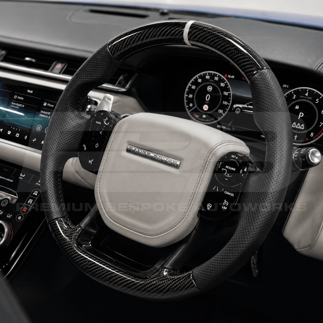 Range Rover custom steering wheel, hand-finished by Premium Bespoke AutoWorks