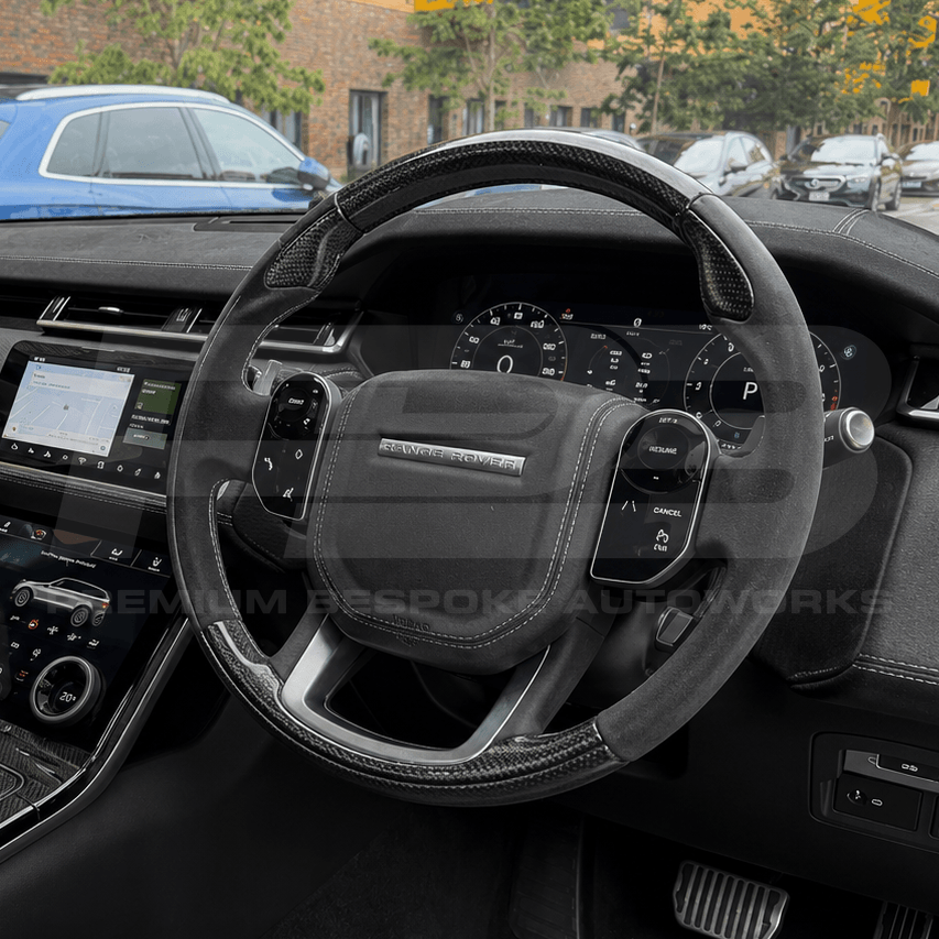 Range Rover custom steering wheel, hand-finished by Premium Bespoke AutoWorks