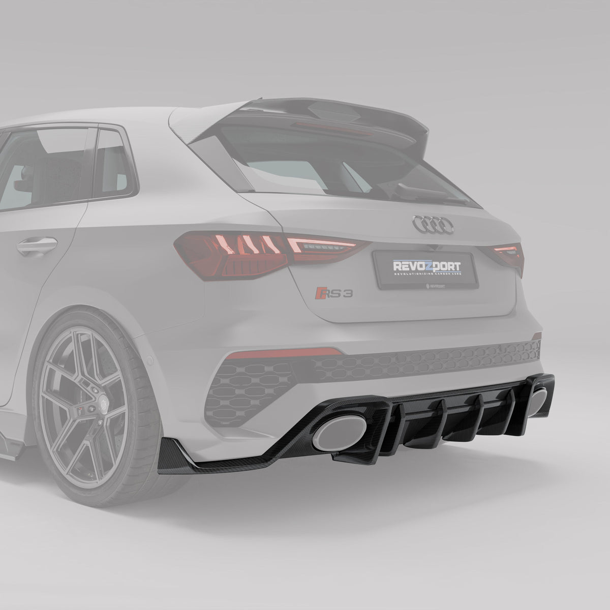 REVOZPORT Audi RS3 8Y Sportback Carbon Fibre Rear Diffuser (2021-2024) - Premium Bespoke AutoWorks