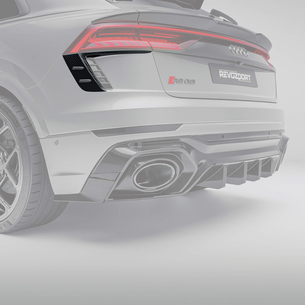 REVOZPORT Audi RSQ8 Pre-LCI Carbon Fibre Rear Bumper Canards (2020-2024) - Premium Bespoke AutoWorks
