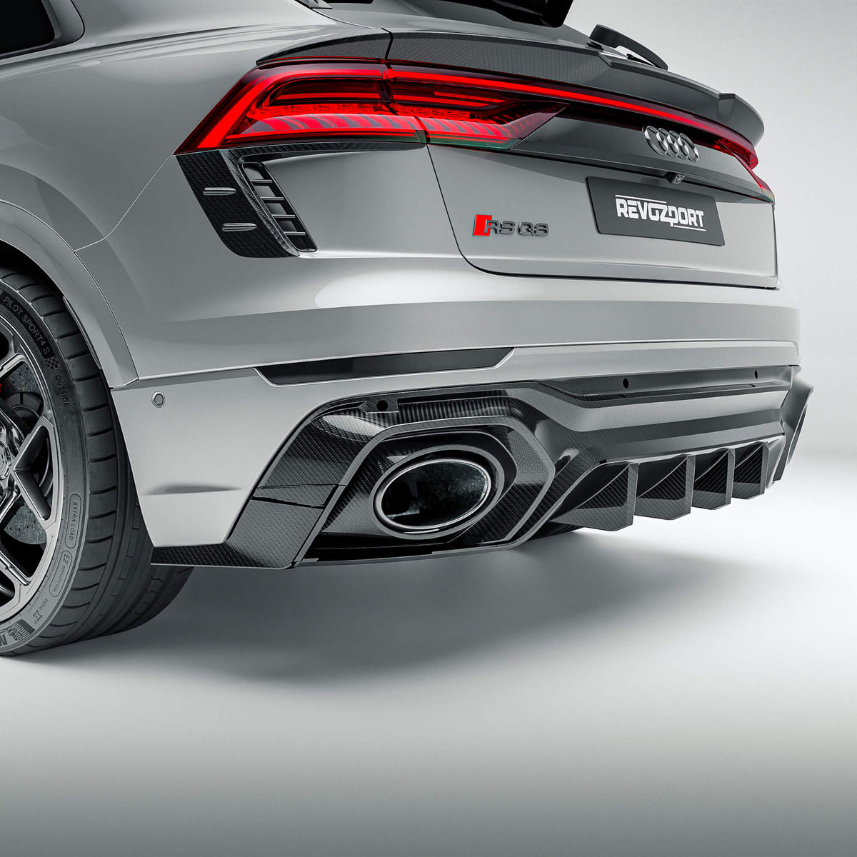 REVOZPORT Audi RSQ8 Pre-LCI Carbon Fibre Rear Bumper Canards (2020-2024), image 2 - Premium Bespoke AutoWorks