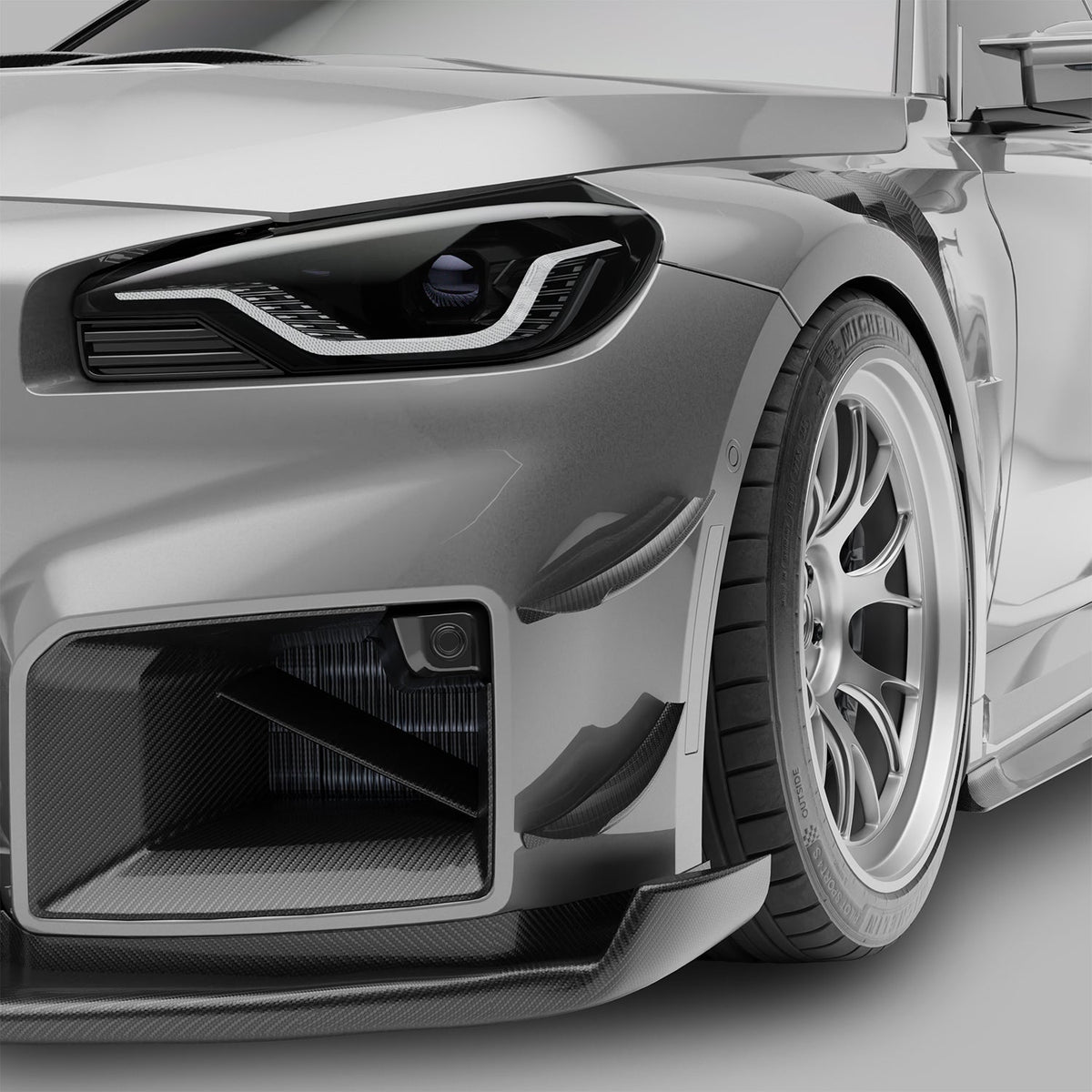 REVOZPORT BMW M2 G87 Carbon Fibre Aero Front Bumper Canards (2023+) - Premium Bespoke AutoWorks