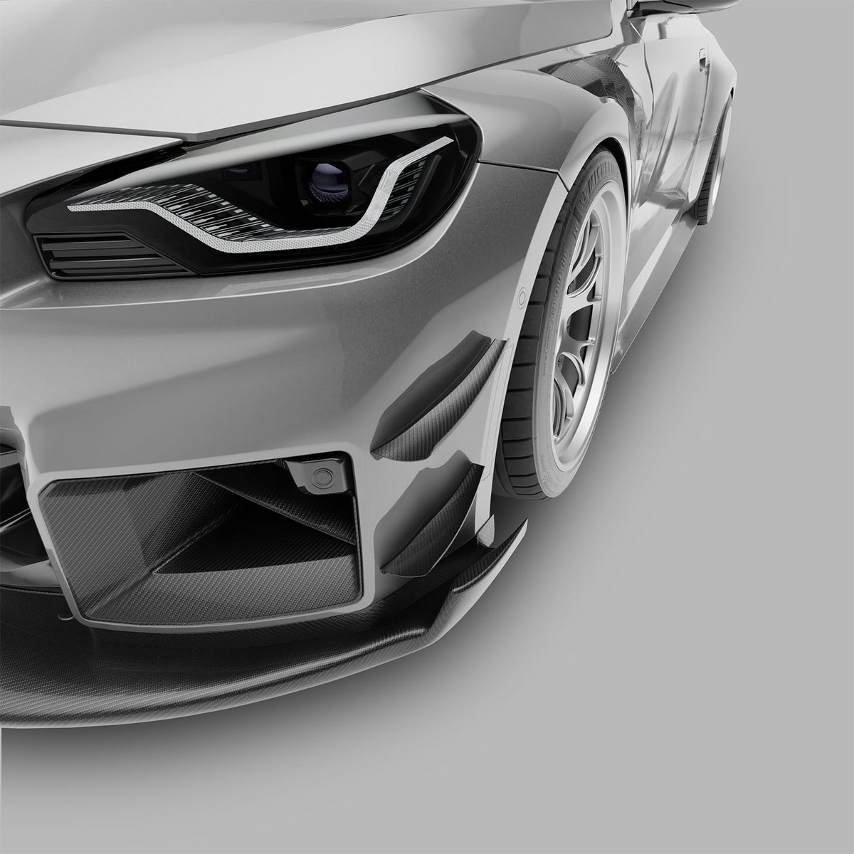 REVOZPORT BMW M2 G87 Carbon Fibre Aero Front Bumper Canards (2023+), image 11 - Premium Bespoke AutoWorks