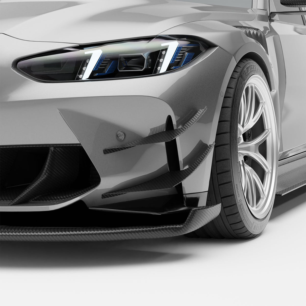 REVOZPORT BMW M3 G80 Carbon Fibre Aero Front Bumper Canards (2021+) - Premium Bespoke AutoWorks