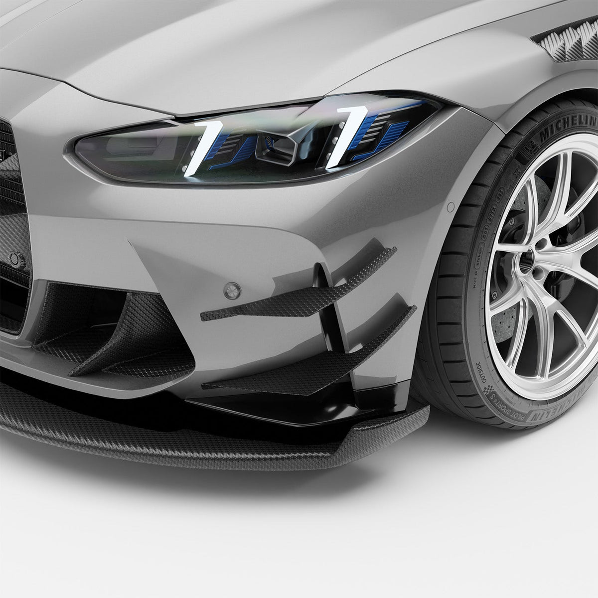 REVOZPORT BMW M3 G80 Carbon Fibre Aero Front Bumper Canards (2021+), image 10 - Premium Bespoke AutoWorks
