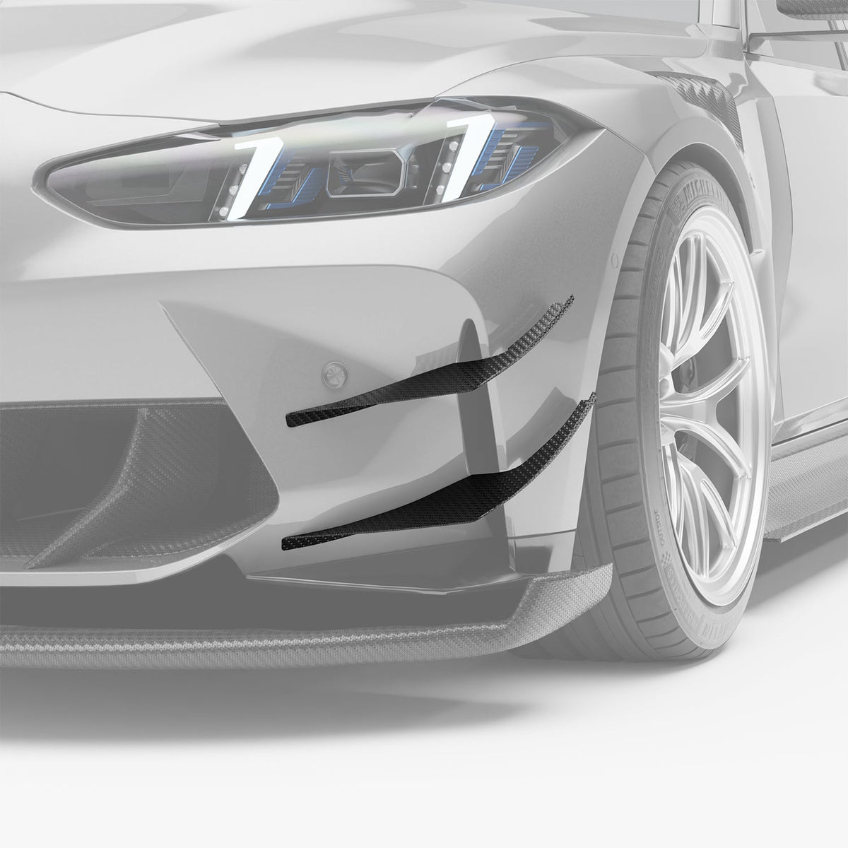 REVOZPORT BMW M3 G80 Carbon Fibre Aero Front Bumper Canards (2021+), image 2 - Premium Bespoke AutoWorks