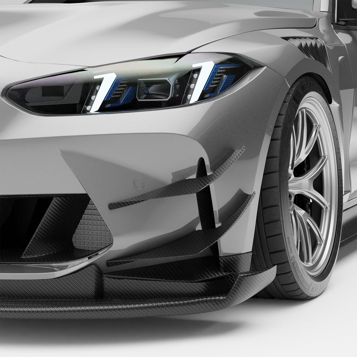 REVOZPORT BMW M4 G82 Carbon Fibre Front Bumper Canards, Design 2 (2021+) - Premium Bespoke AutoWorks