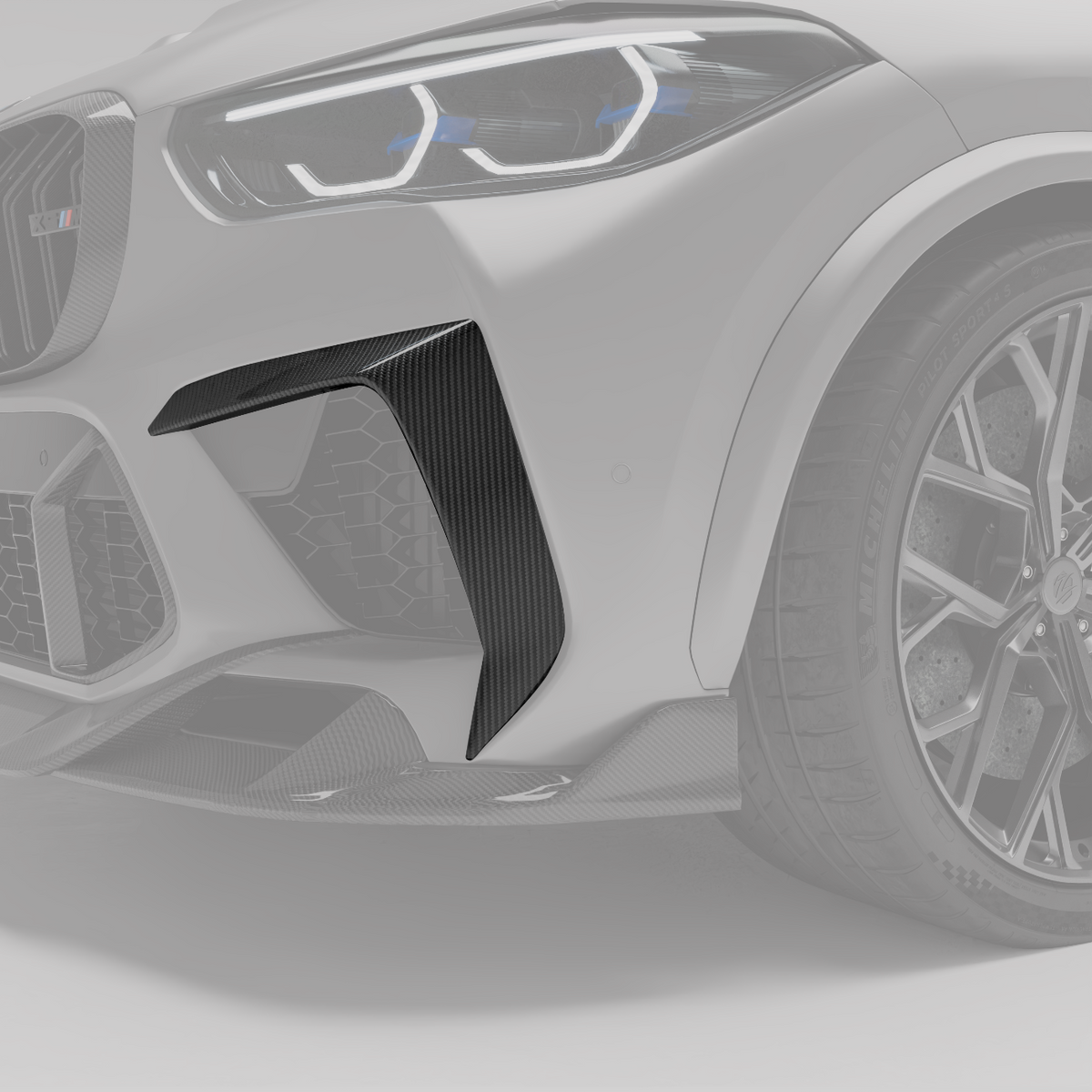 REVOZPORT BMW X5M F95 Pre-LCI Carbon Fibre Front Bumper Canards (2020-2022) - Premium Bespoke AutoWorks