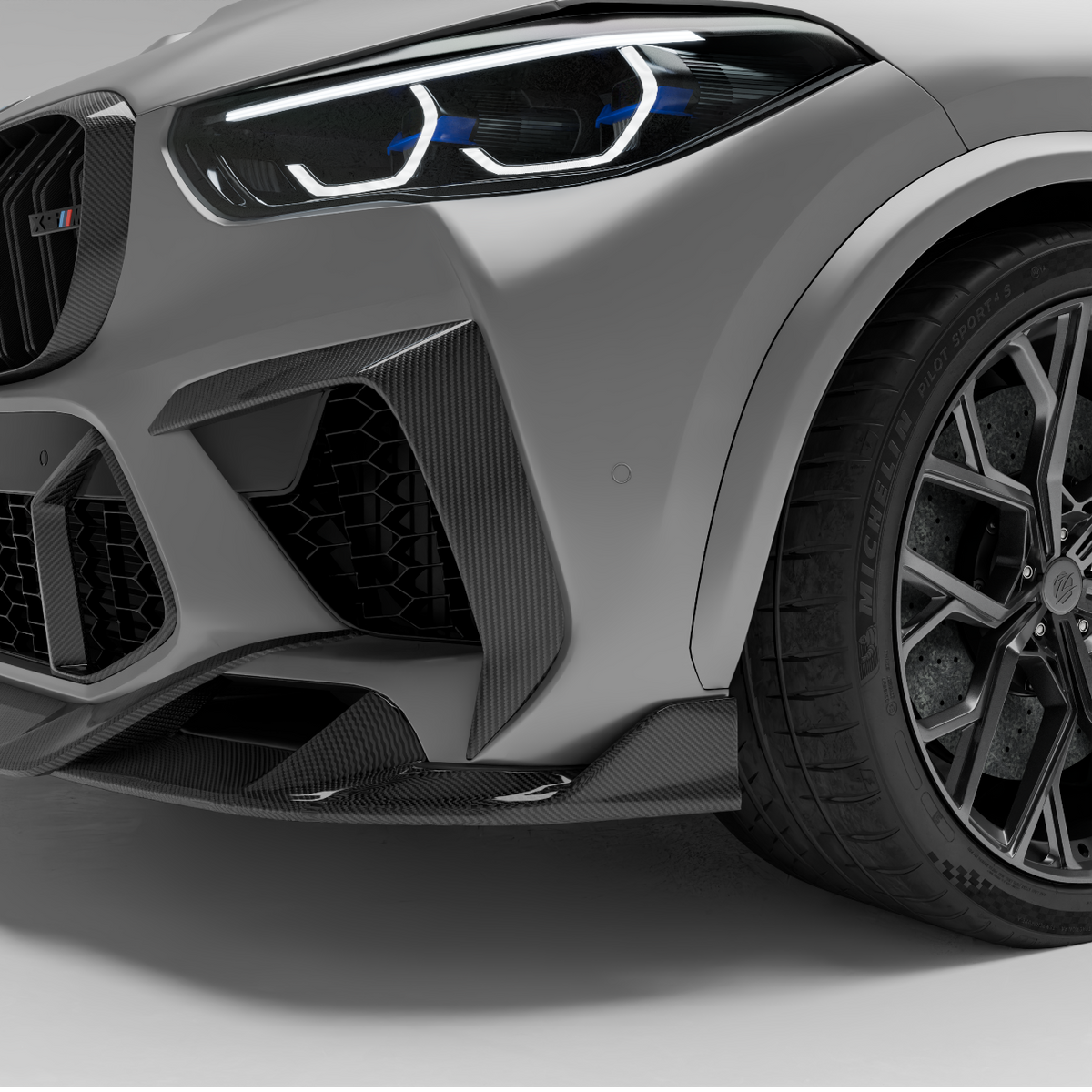 REVOZPORT BMW X5M F95 Pre-LCI Carbon Fibre Front Bumper Canards (2020-2022), image 2 - Premium Bespoke AutoWorks