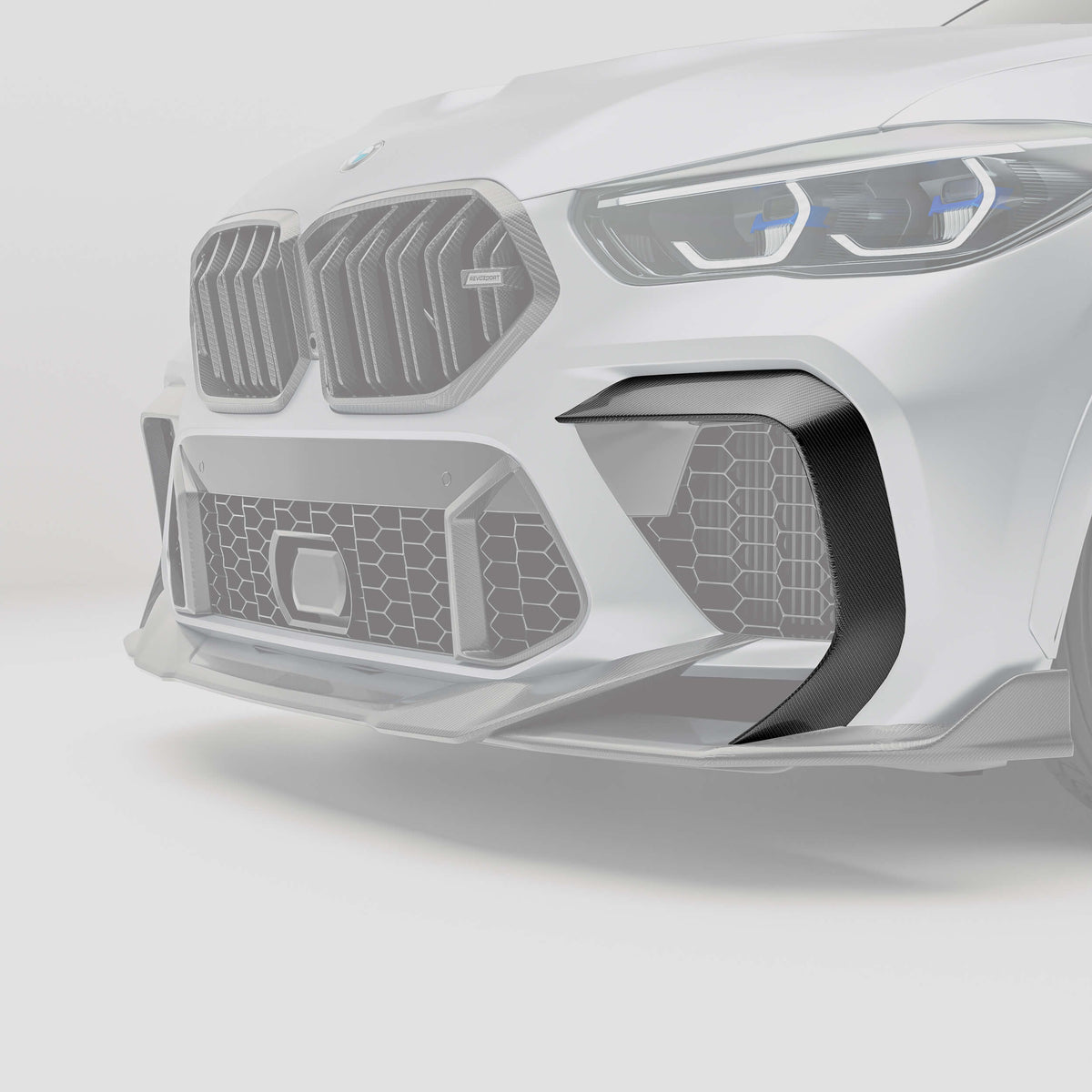 REVOZPORT BMW X6M F96 Pre-LCI Carbon Fibre Front Bumper Canards (2020-2022) - Premium Bespoke AutoWorks