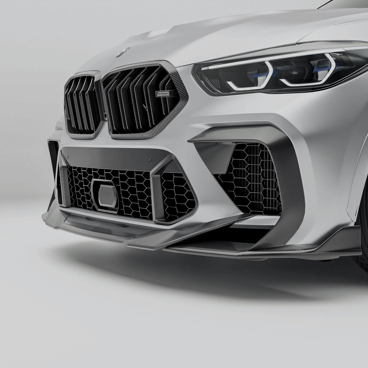 REVOZPORT BMW X6M F96 Pre-LCI Carbon Fibre Front Bumper Canards (2020-2022), image 2 - Premium Bespoke AutoWorks