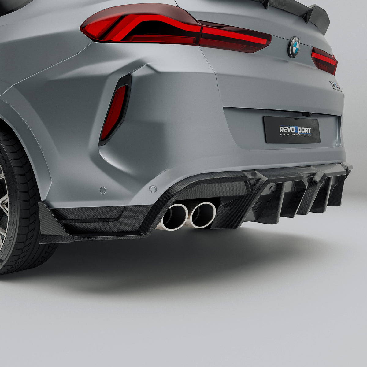 REVOZPORT BMW X6M F96 Pre-LCI Carbon Fibre Rear Bumper Splitter (2020-2023), image 2 - Premium Bespoke AutoWorks
