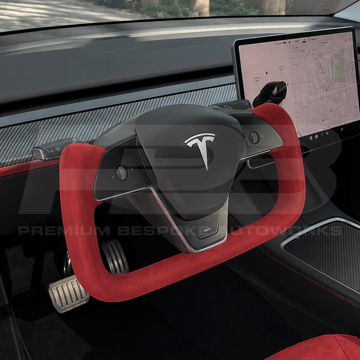 Tesla custom steering wheel, hand-finished to order by Premium Bespoke AutoWorks