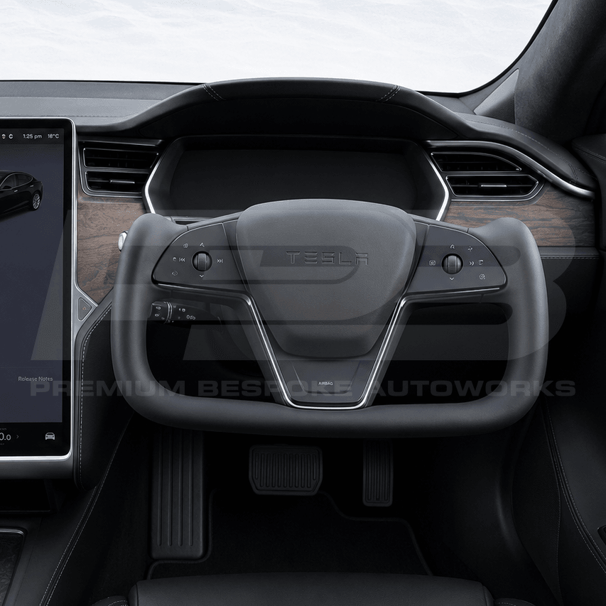 Tesla custom steering wheel, hand-finished to order by Premium Bespoke AutoWorks