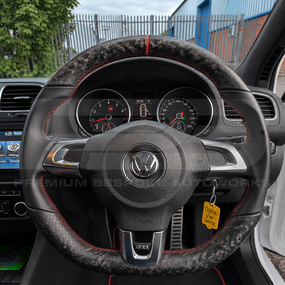 Volkswagen Golf GTI and Golf R custom steering wheel, hand-finished by Premium Bespoke AutoWorks